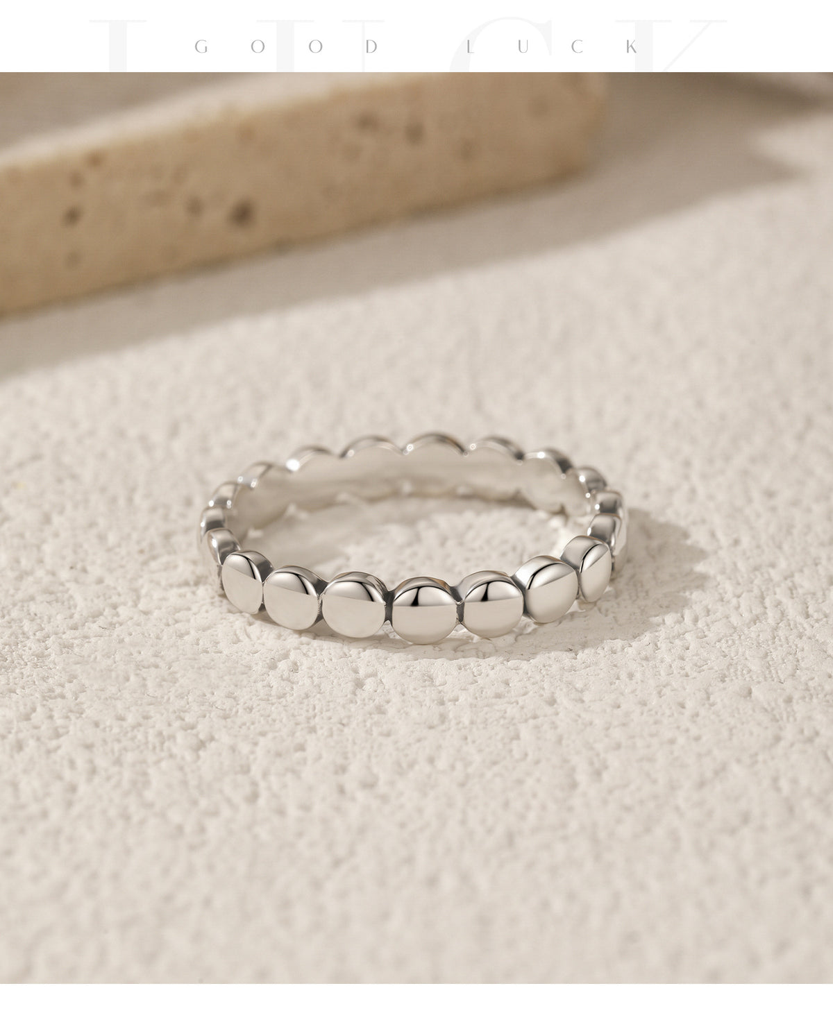 925 Sterling Silver Vintage Beaded Ring