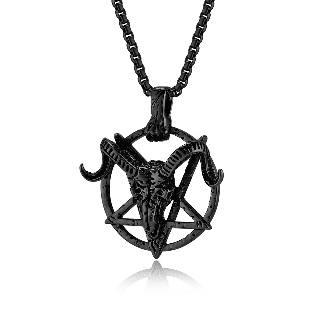 Planderful Pentagram Necklace For Hip Hop Fans Dark Retro Satan Goat Charm Stainless Steel