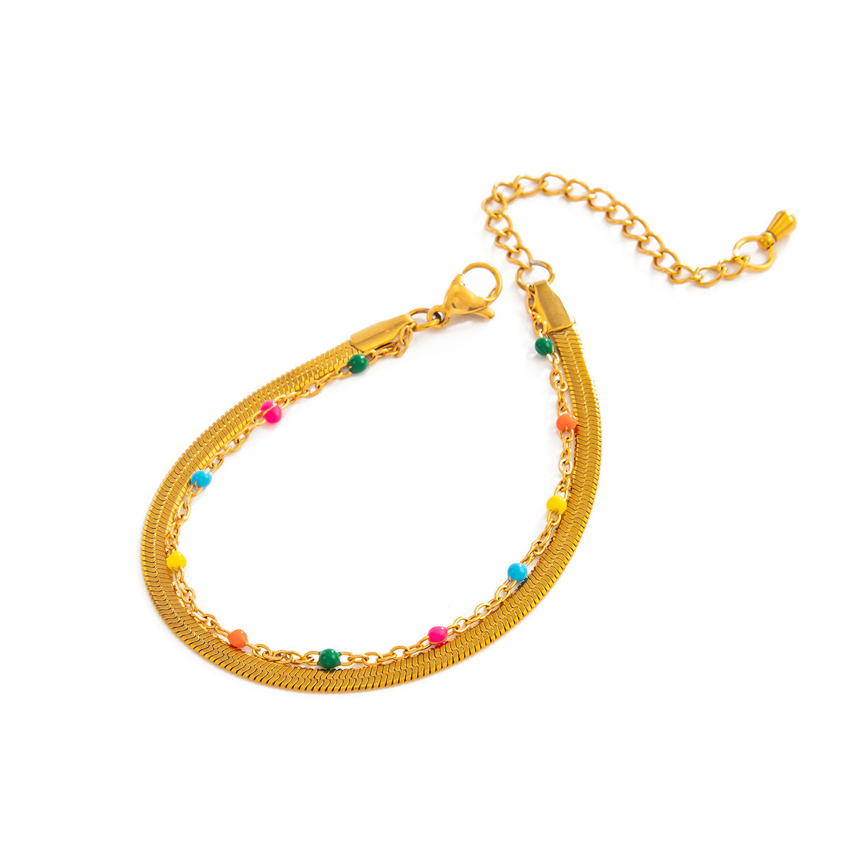 Planderful Vienna Verve Double Layer Snake Chain Stainless Steel Bracelet For Women Elegant Minimalist Statement Jewelry