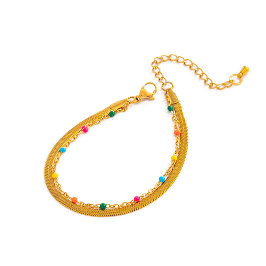 Planderful Vienna Verve Double Layer Snake Chain Stainless Steel Bracelet For Women Elegant Minimalist Statement Jewelry
