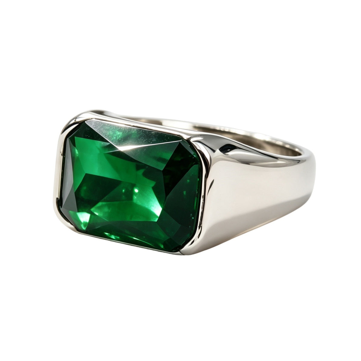 Square Zircon Titanium Steel Ring