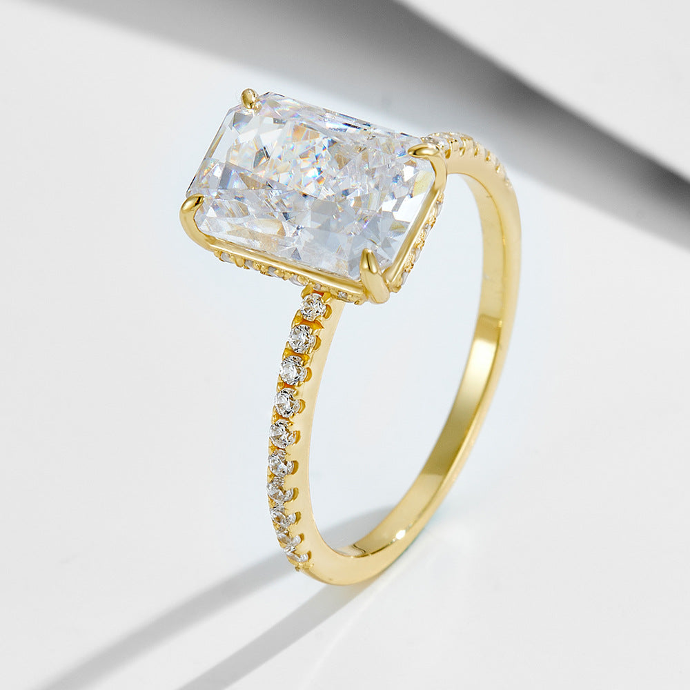 925 Sterling Silver 7 10mm Ice Flower Cut High Carbon Zircon Ring