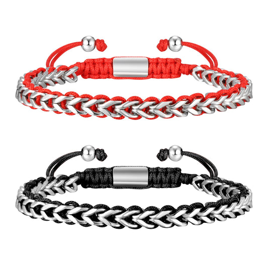 Braided Adjustable Stainless Steel Bracelet for Men