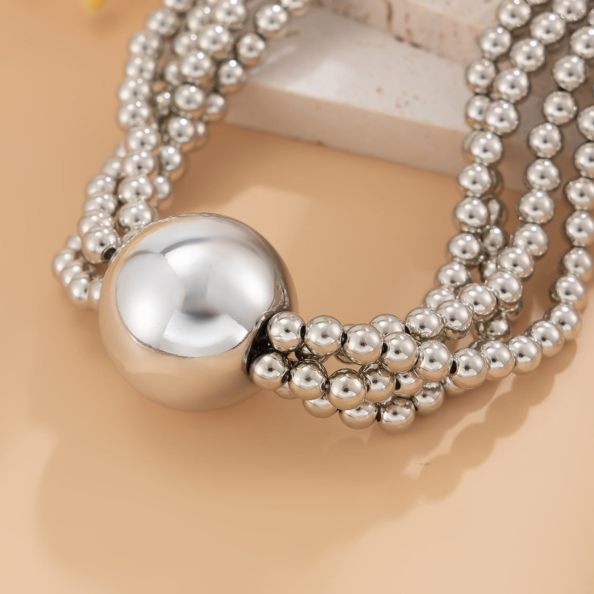 Bold Pearl-Style Bead Layered Necklace