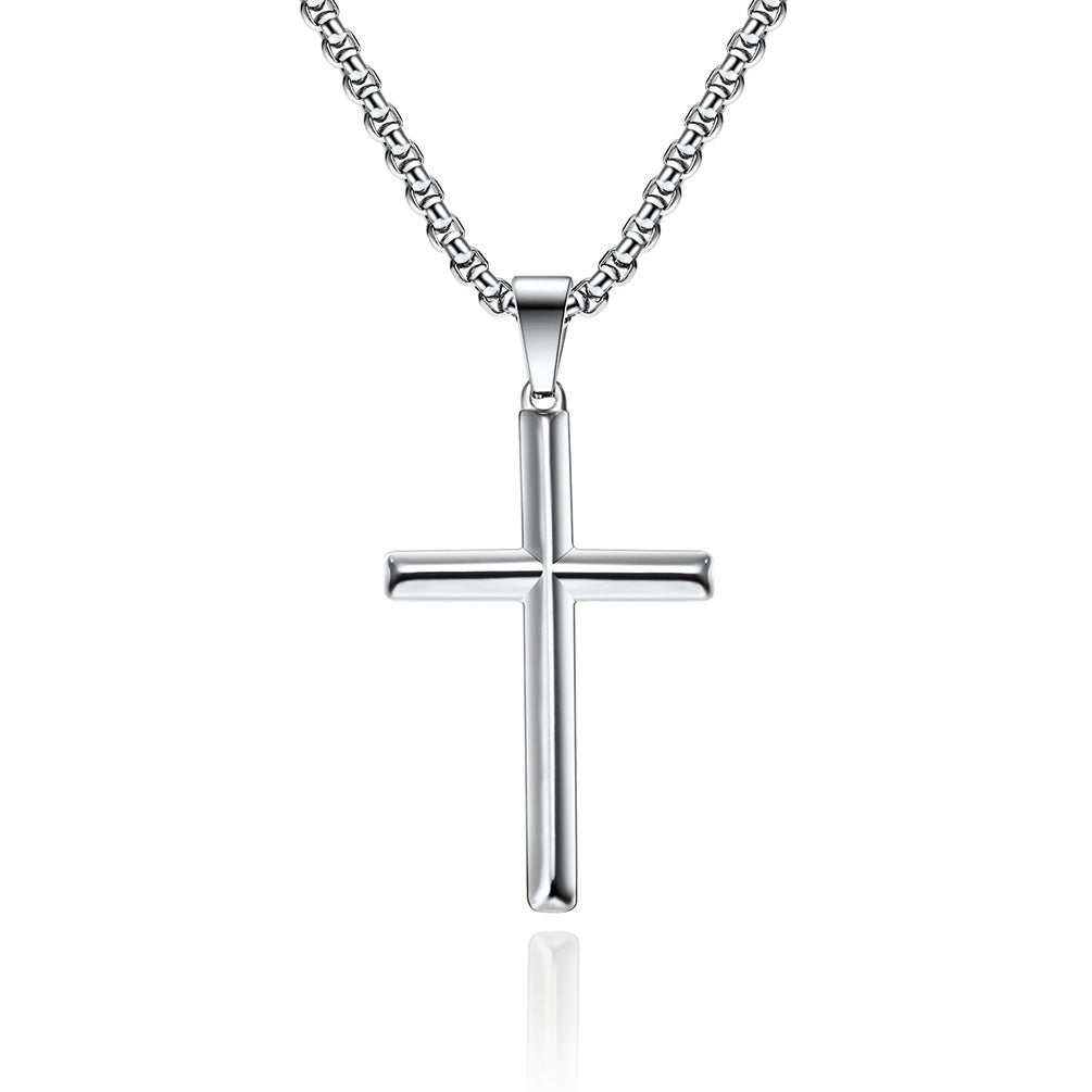 Planderful Rhombus Cross Necklace Unisex Titanium Steel Pendant Versatile Jewelry