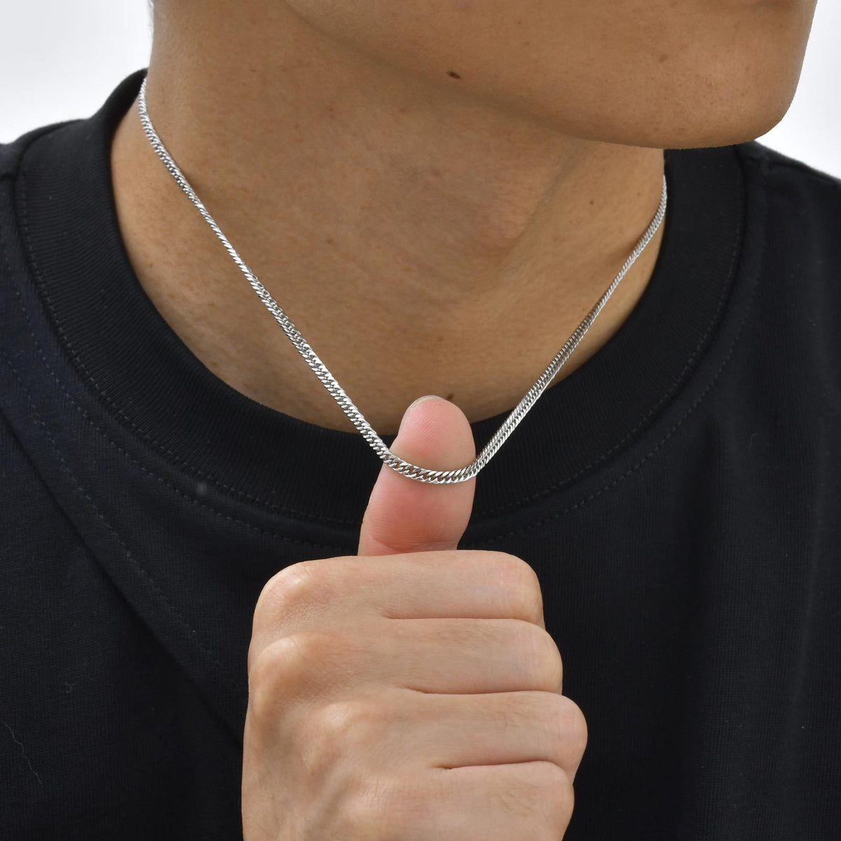 Stylish Men's Collarbone Chain Sweater Chain Stainless Steel Encrypted Four-Sided Necklace