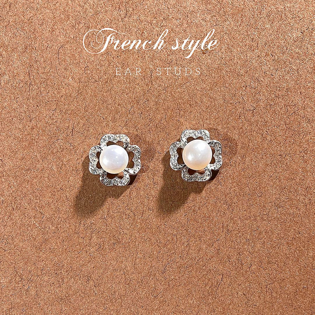 Clover Pearl 925 Sterling Silver Women's Earrings