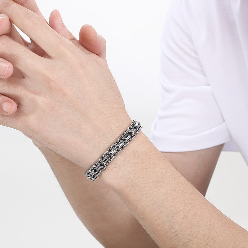 Interlocking Bracelet Necklace Hip Hop Titanium Steel Men