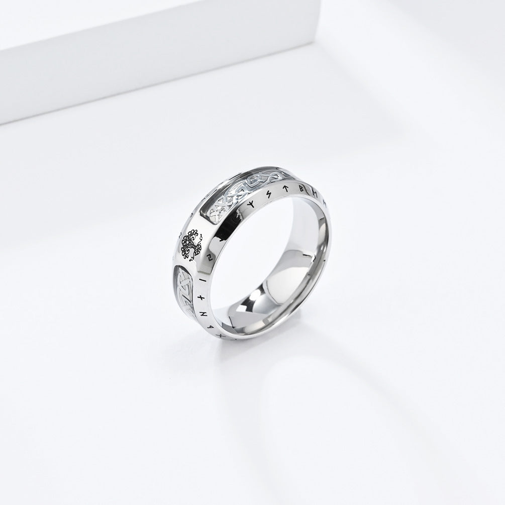 Cross-Border Retro Nordic Viking Stainless Steel Ring for Men