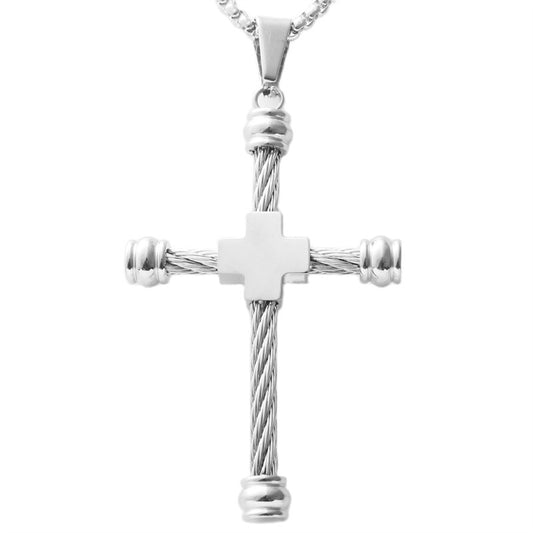 Personalized Retro Titanium Steel Cross Pendant Necklace for Men - Trendy Everyday Accessory