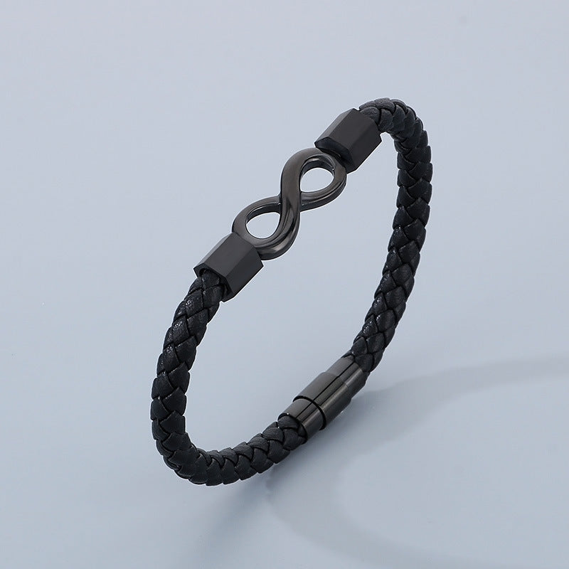 Planderful Infinity Symbol Leather Bracelet For Men