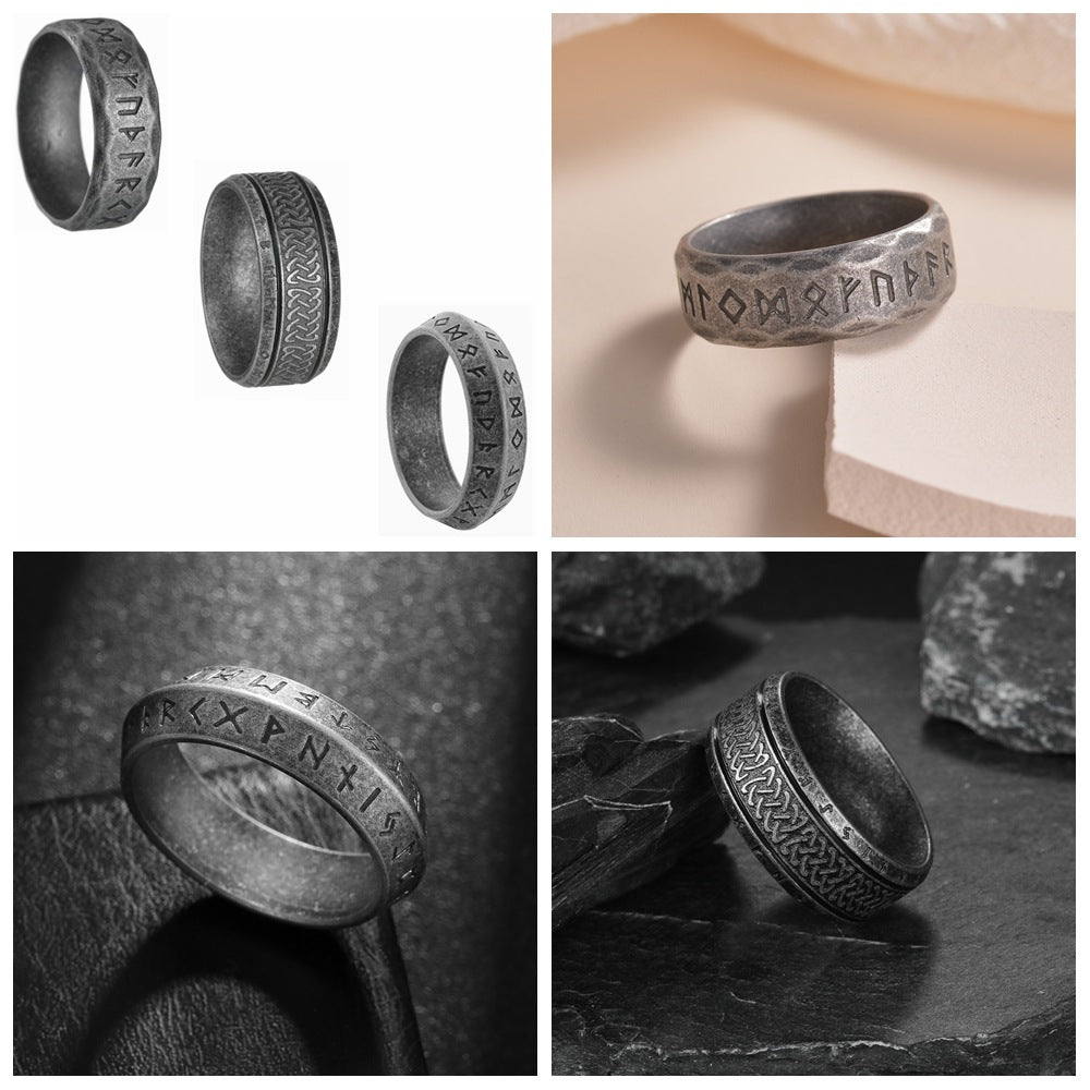 Planderful Viking Luhn Rune Ring Titanium Steel For Men And Unisex Protection Statement Jewelry
