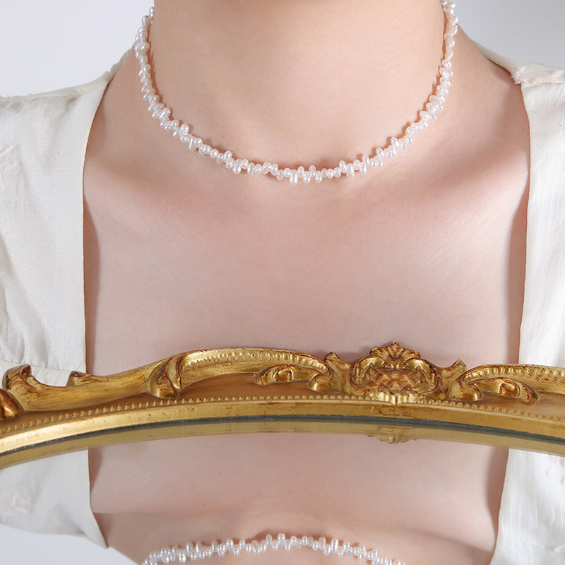Pearlescent Elegance: High Gloss Pearl Chain Necklace for Women