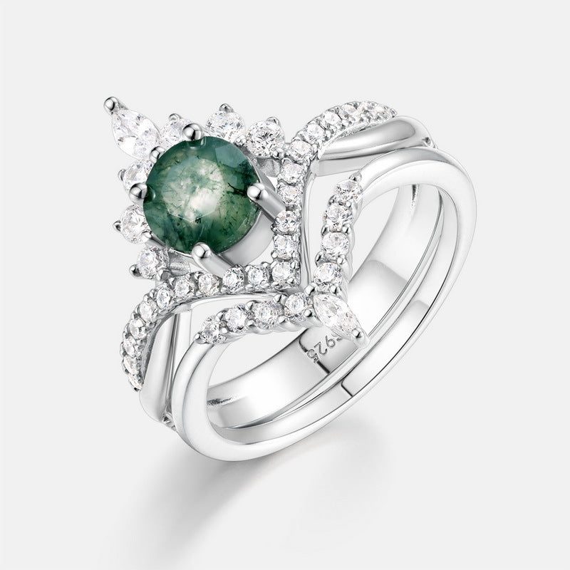 Planderful Jewelry Sterling Moss Agate Ring