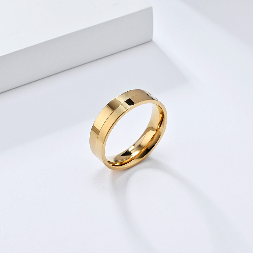 Planderful Titanium Steel Ring For Couples Smooth Matte Geometry Neutral Everyday Genie Style