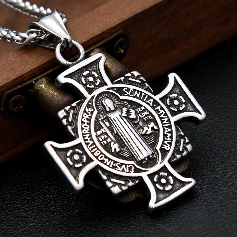 Punk Cross Stainless Steel Men's Pendant Necklace