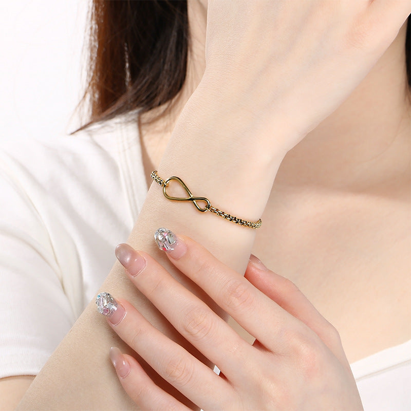 Minimalist Infinity Symbol Bracelet Unisex Commuter Design Sense 8 Characters Adjustable