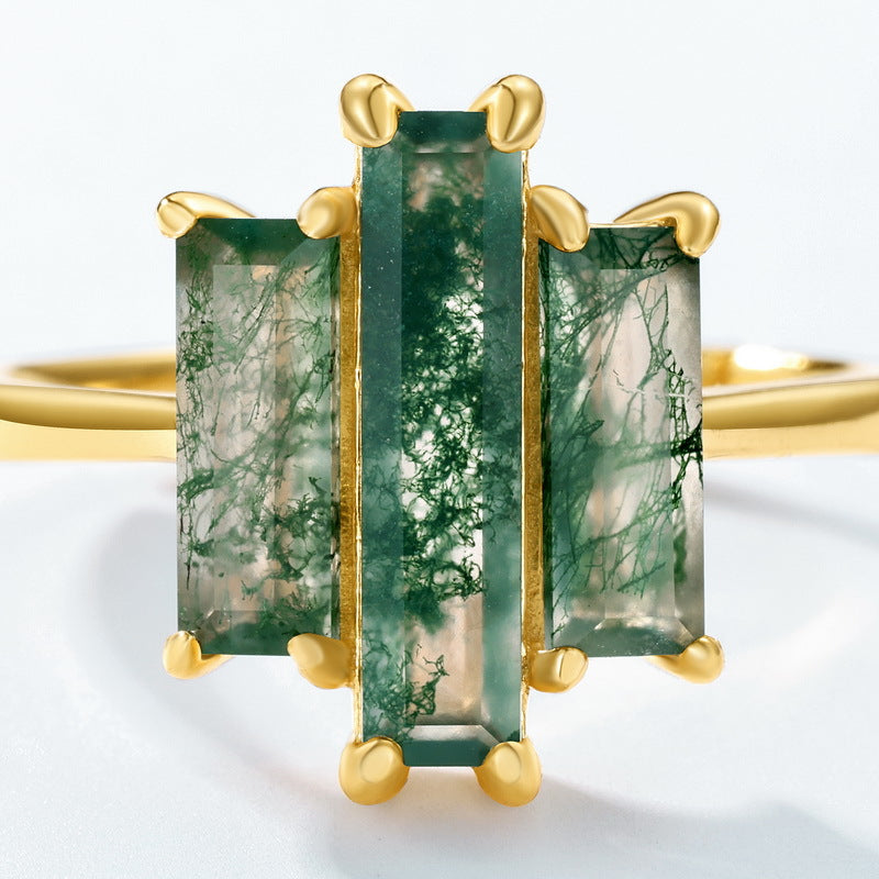 Planderful Everyday Genie – Exaggerated Green Mossy Stone Silver Ring
