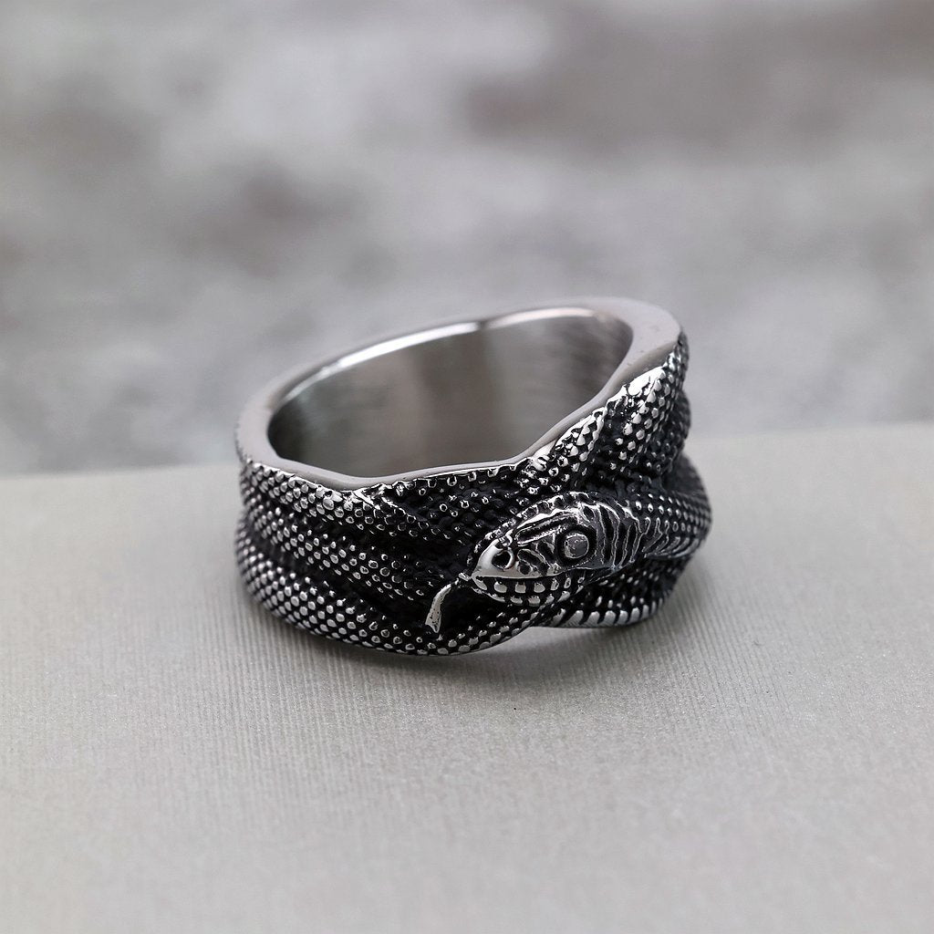 Vintage Snake Stainless Steel Men's Ring