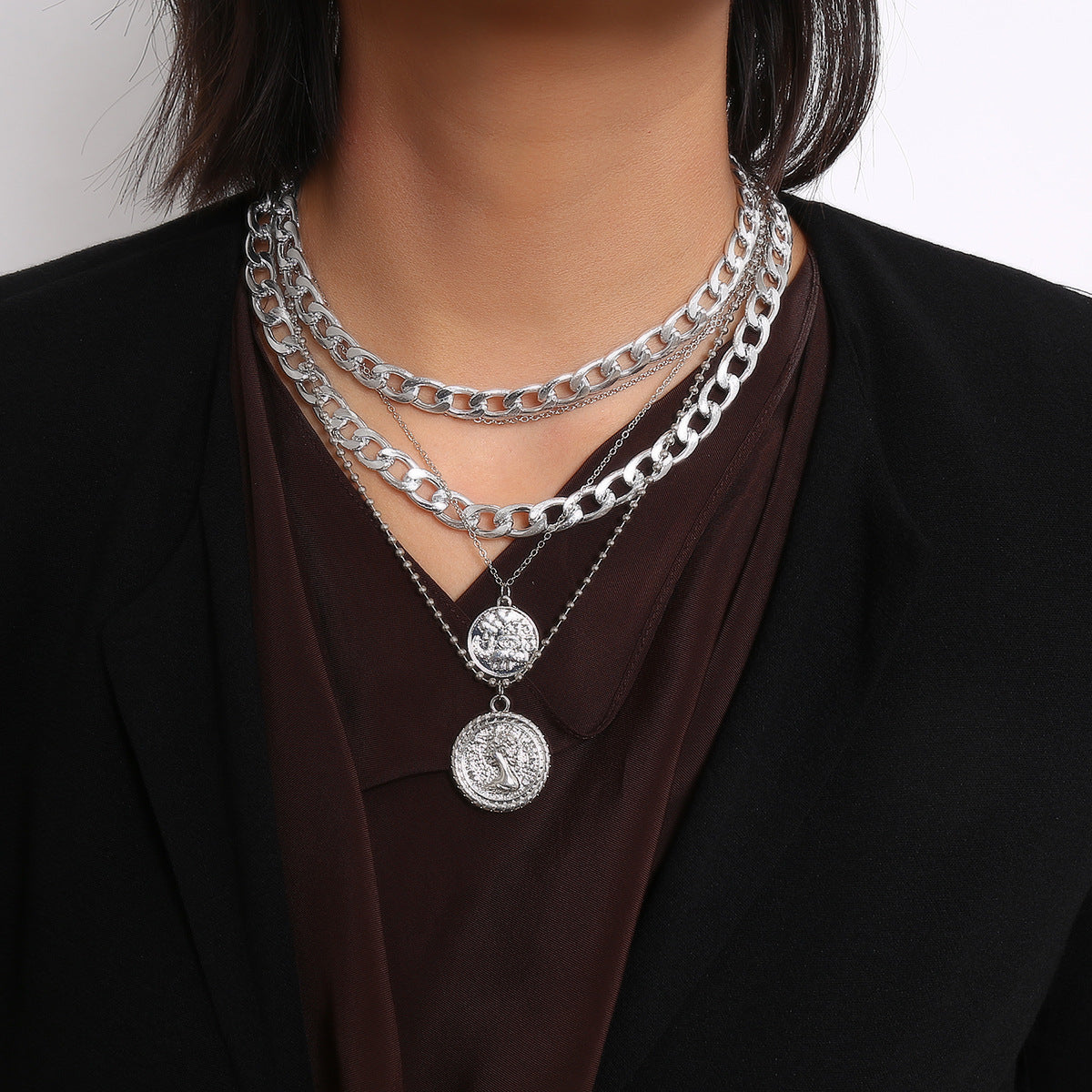 Punk Queen Portrait Layered Necklace