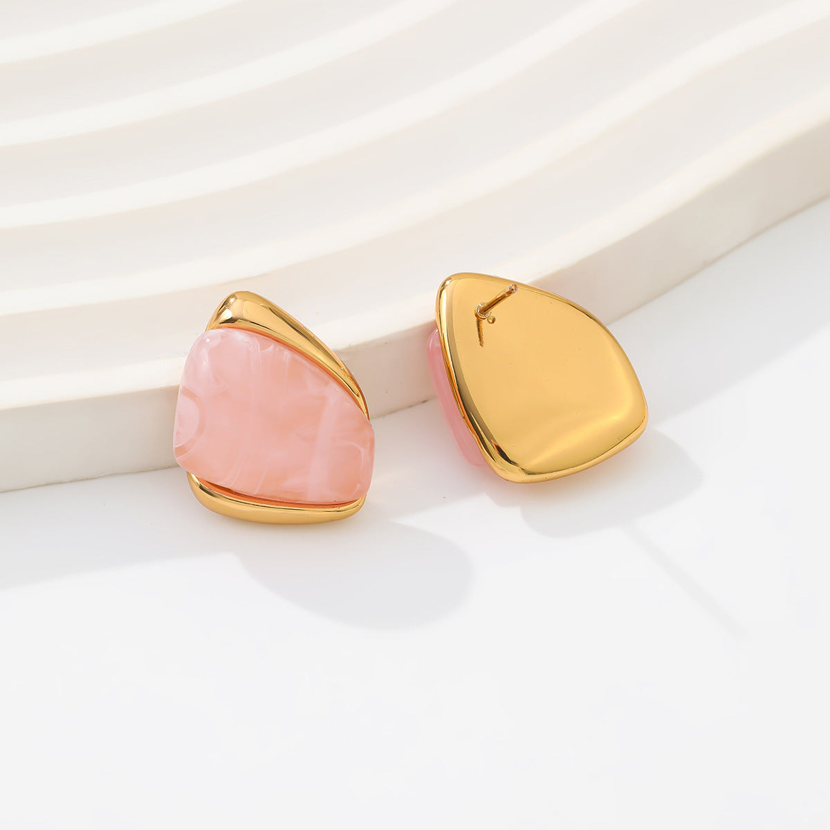 Planderful Vienna Verve Stainless Steel Stud Earrings Geometric Irregular Golden Edge Statement For Women