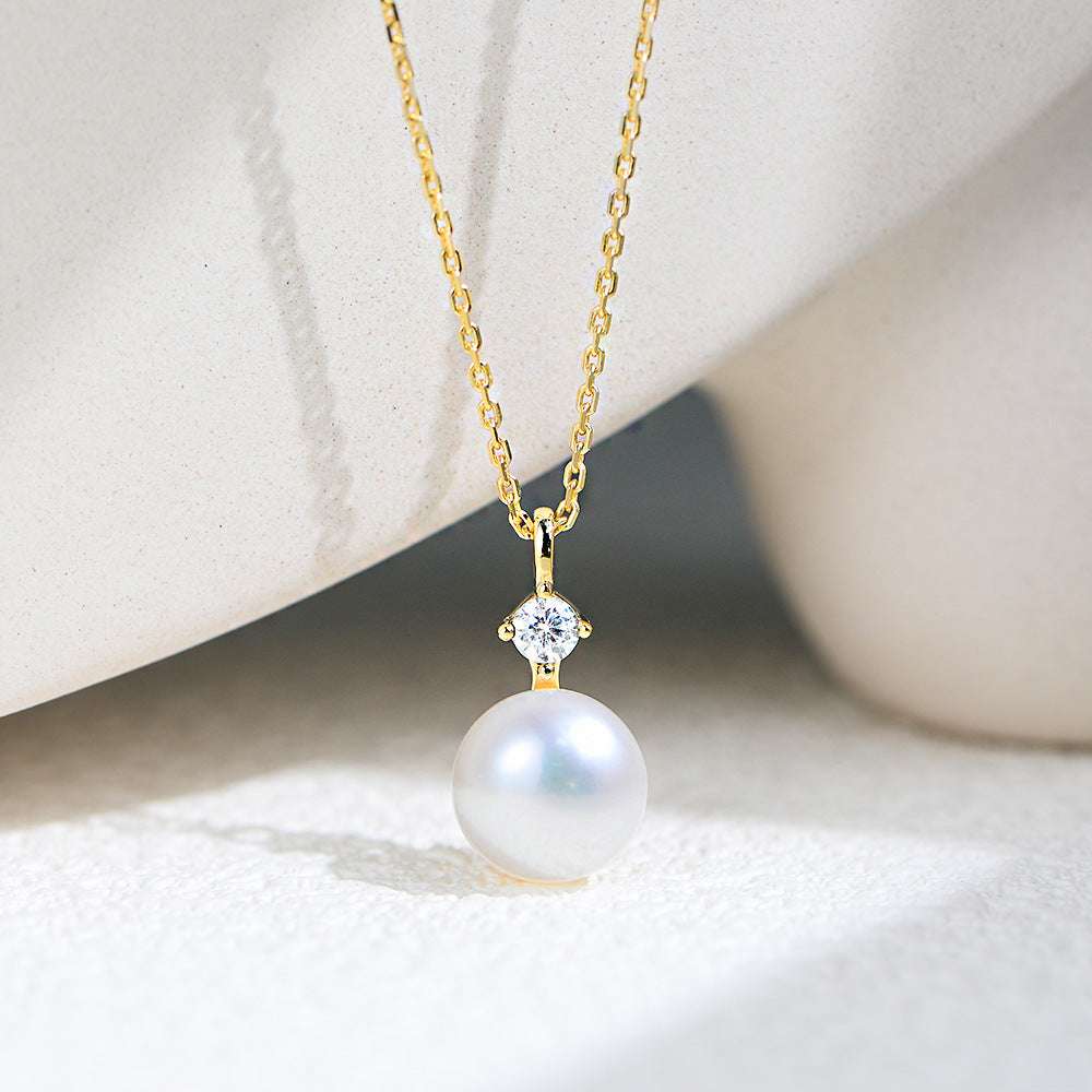 Planderful Shop S925 Sterling Silver Pearl Zircon Necklace For Women Collarbone Length Luxurious Jewelry
