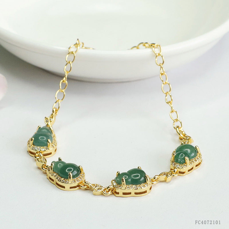 Blue Water Jadeite Gourd 9*6 mm Bracelet