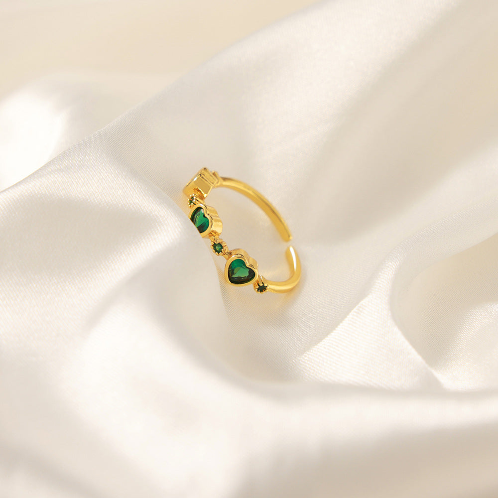 Heartfelt Copper Zircon Ring - Elegant European and American Jewelry for Women