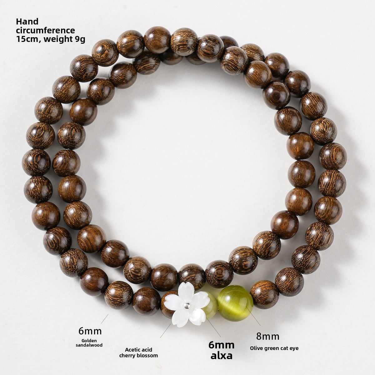 Green Sandalwood Cat's Eye Bracelet