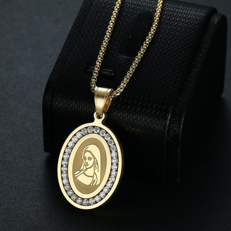 Zircon Necklace – Statement Hip Hop Jewelry Gold Plated Steel Pendant With Modern Edge