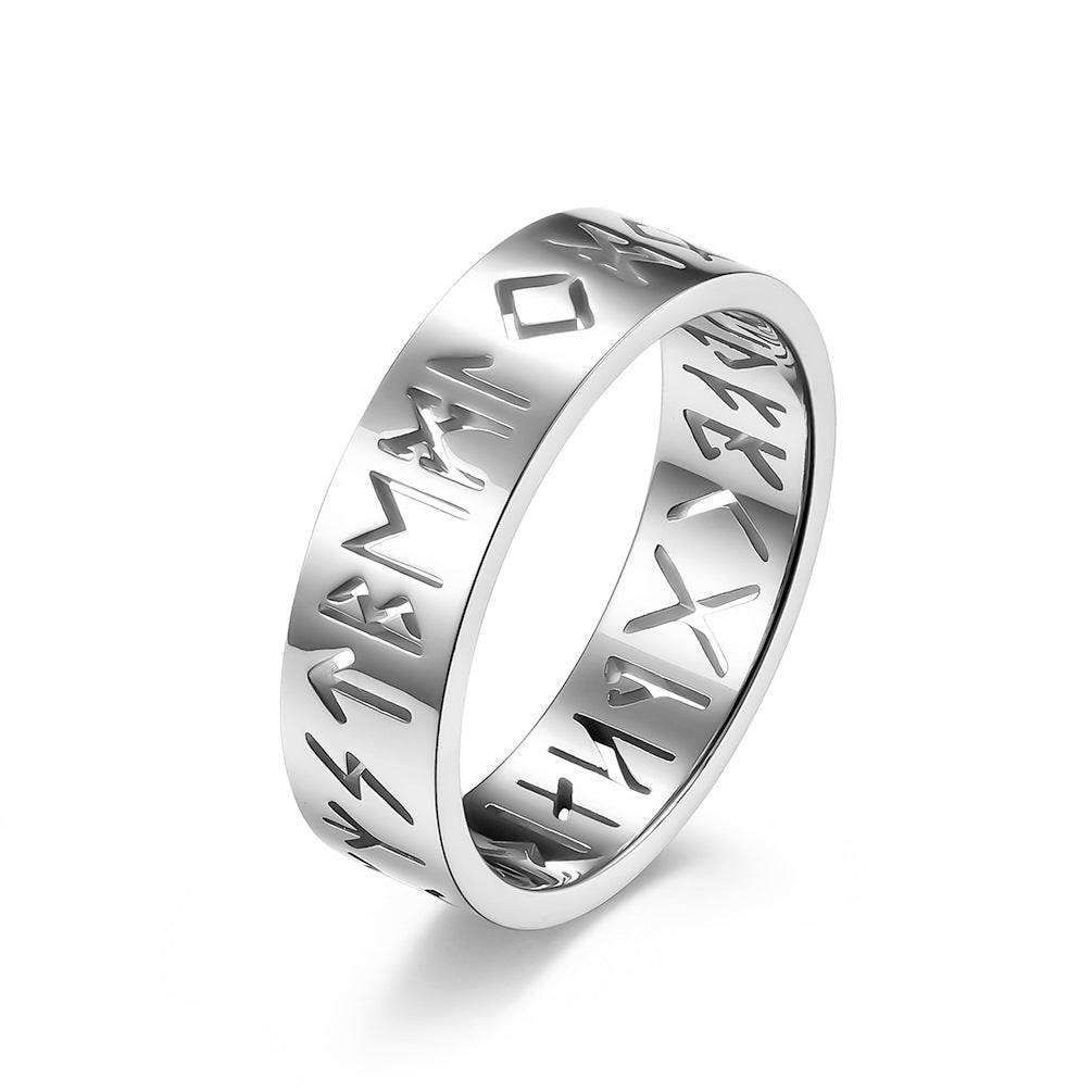 INS Simple Style Nordic Viking Text Hollow Ring for All