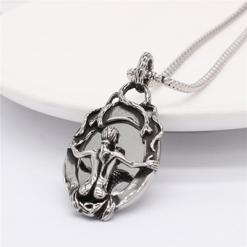 Mirror Skull Titanium Steel Pendant Necklace