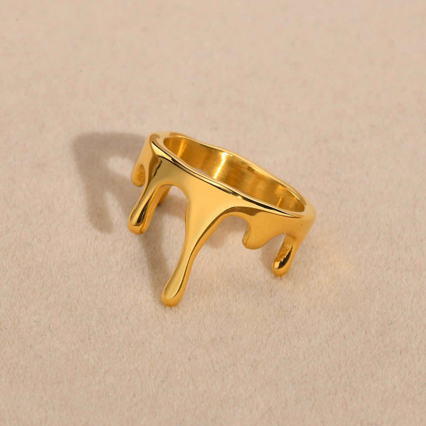 European And American Stainless Steel Ring Fashionable Women's Personalized Water Drop Lava Ring Accessories