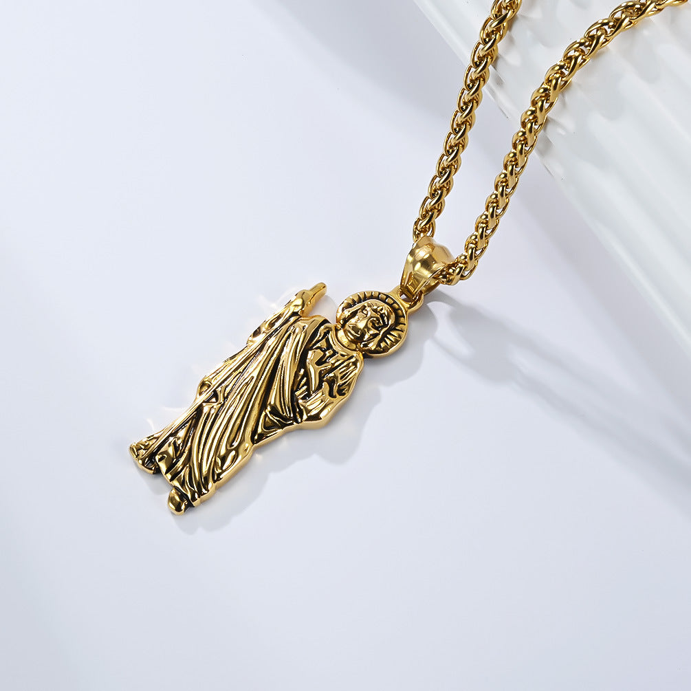 St Jude Necklace Titanium Steel Pendant By Planderful Everyday Genie For Men And Women Protection Jewelry
