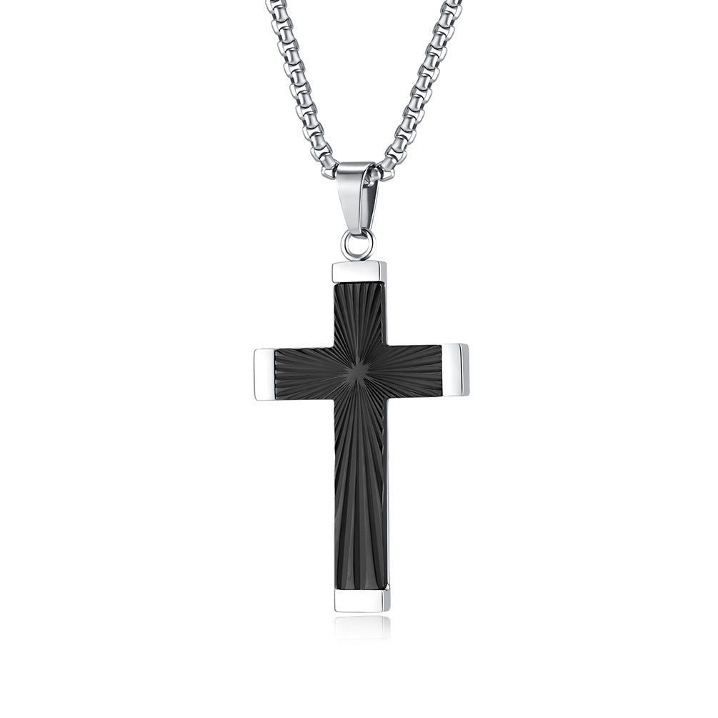 Cross-Border European American Titanium Steel Cross Necklace