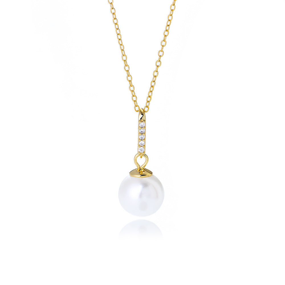 And Zircon Pendant S925 Sterling Silver Pearl Necklace