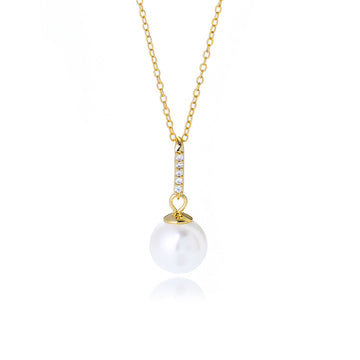 And Zircon Pendant S925 Sterling Silver Pearl Necklace