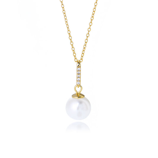 And Zircon Pendant S925 Sterling Silver Pearl Necklace