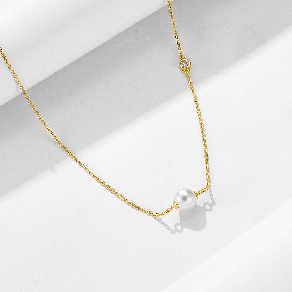 S925 Silver Bead Necklace Advanced Sense Single Pearl