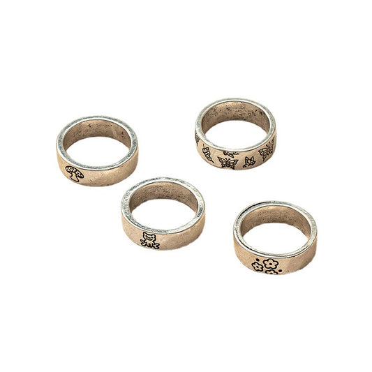 Vienna Verve Butterfly Flower Ring Set - Retro Elegance meets Modern Fashion