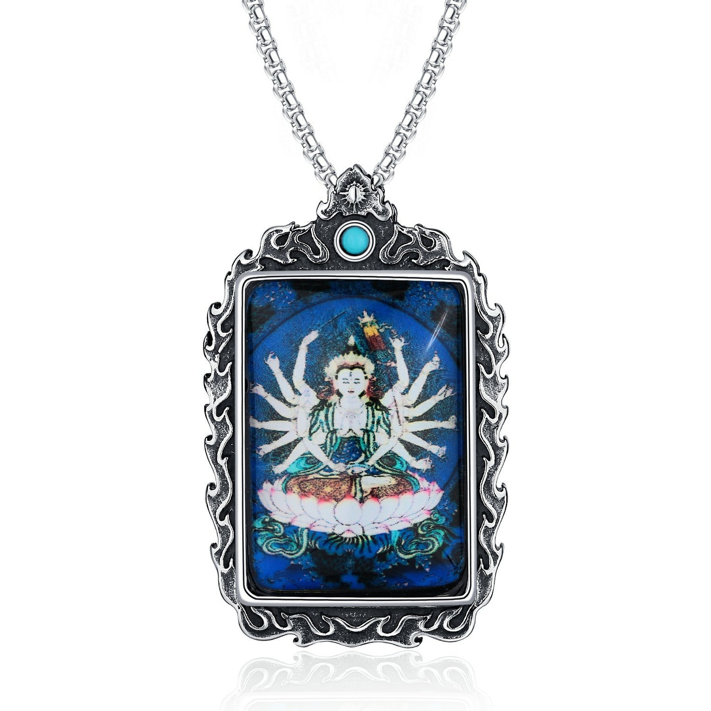 Steel Necklace – Elegant Thangka Zodiac Guardian Amulet