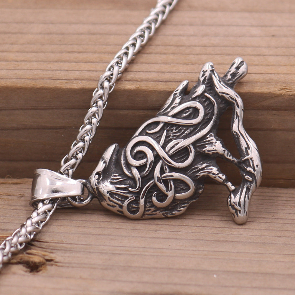 Viking Inspired Titanium Steel Pendant Necklace for Men from Planderful Collection