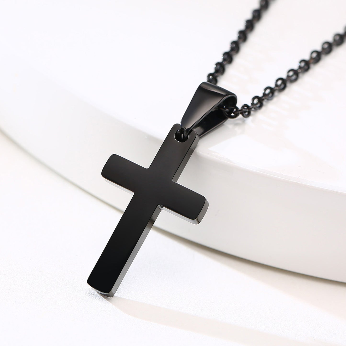 Stainless Steel Cross Black Ladies Steel Necklace Wholesale
