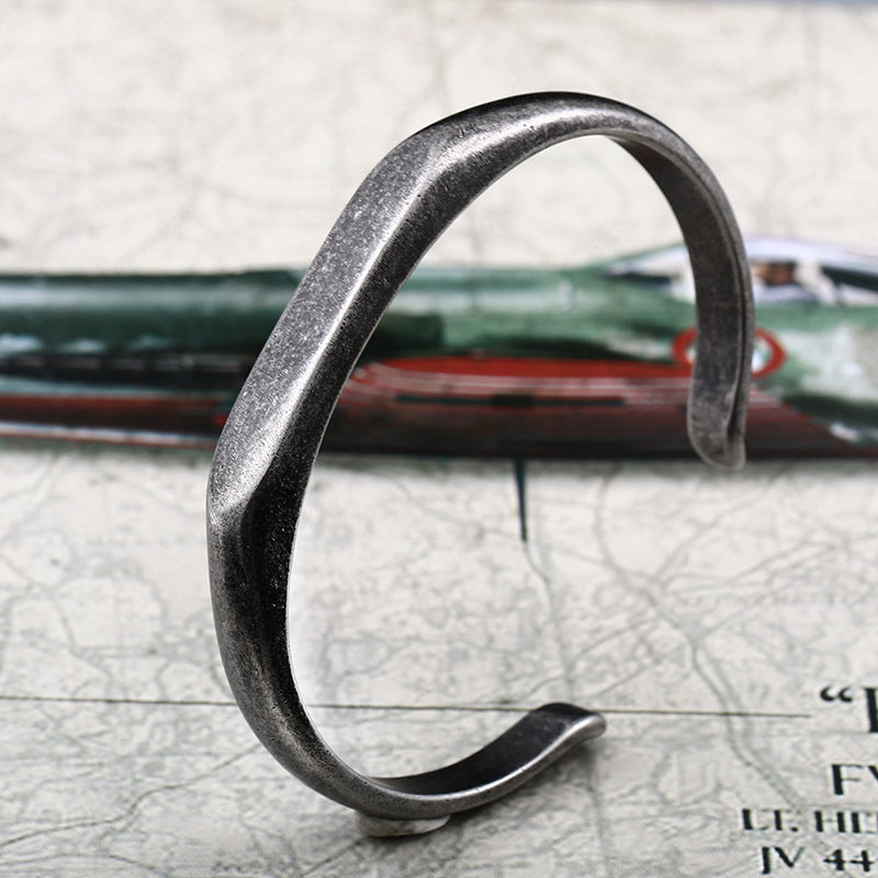 Custom Engraved Titanium Steel Men's Retro Open Bracelet