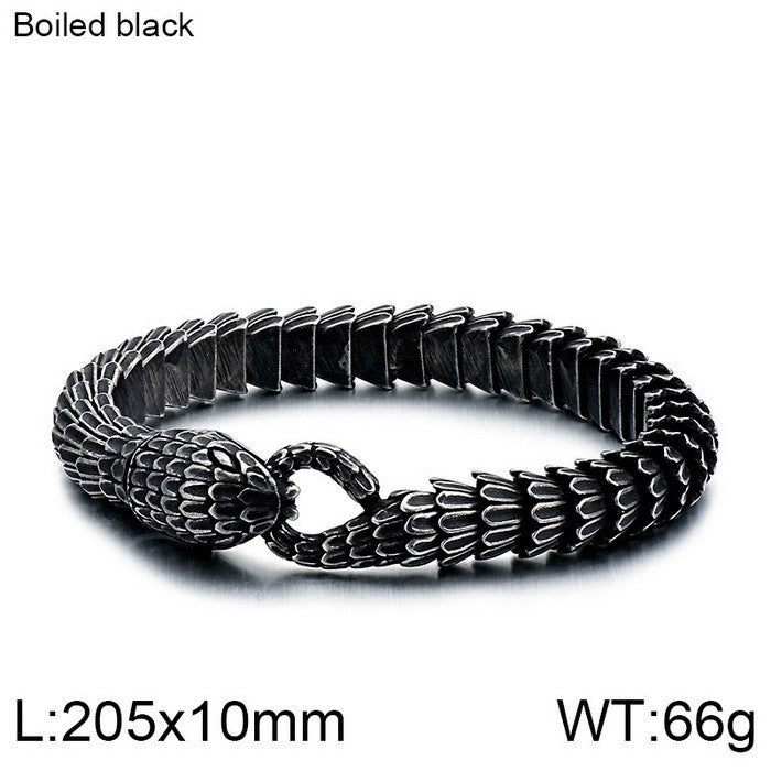 Planderful Zircon Encrusted Snake Bracelet For Men Titanium