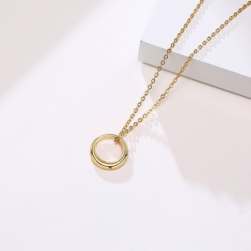 Ins Style Jewelry Gold Women's Circle Necklace Simple Design