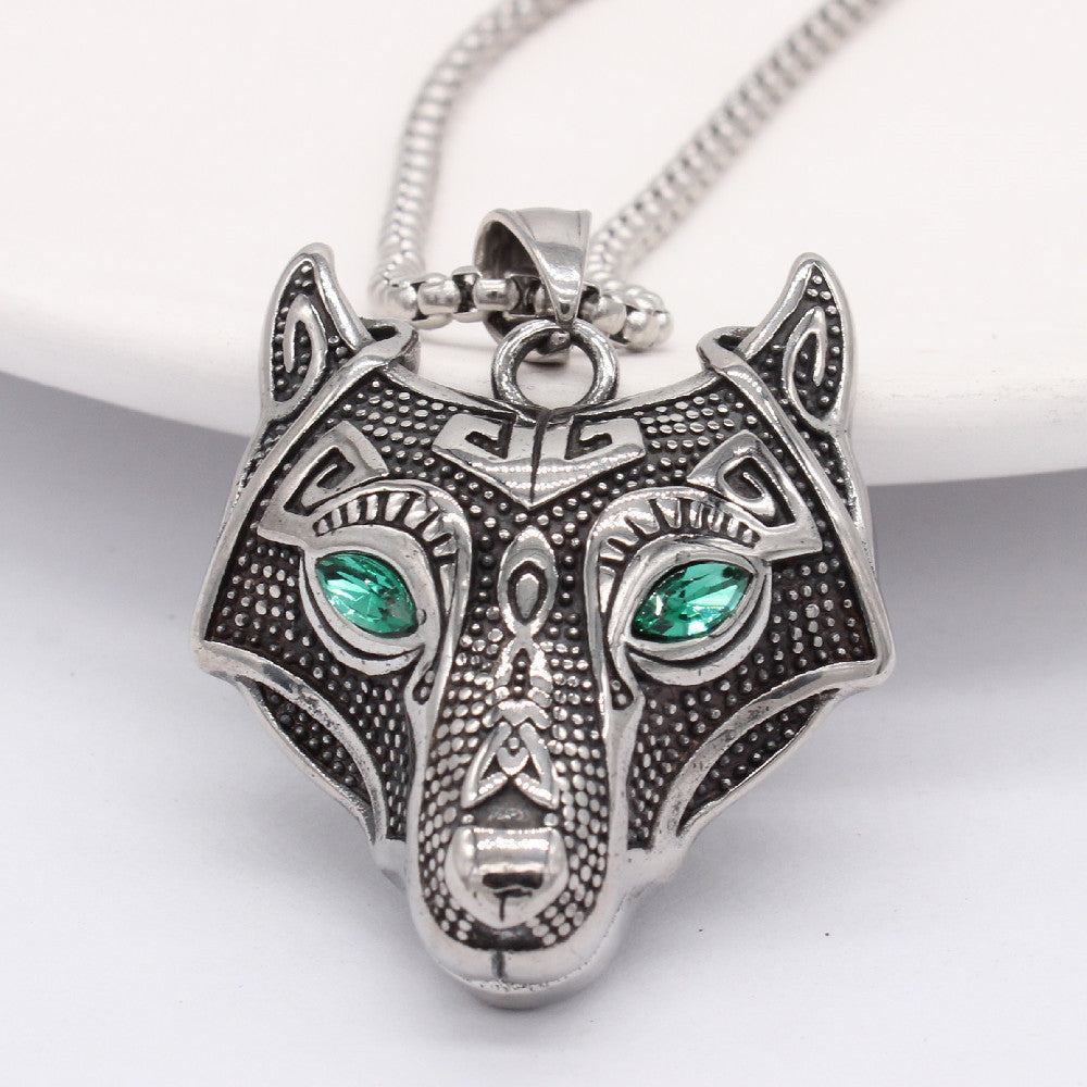 Planderful Nordic Viking Direwolf Pendant Necklace Titanium Steel Unisex Protective Statement Jewelry For Men And Women