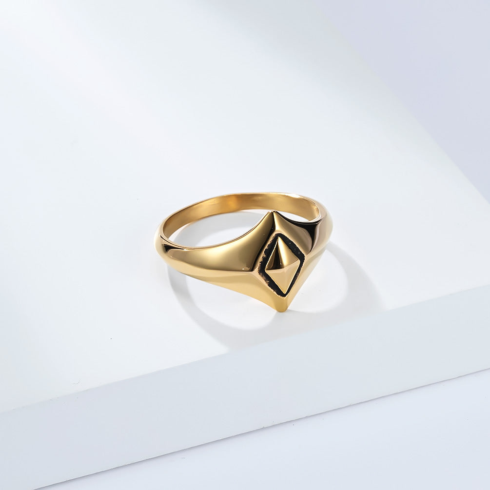 Planderful Titanium Steel Ring Geometric Rhombus Design For Men And Women Unisex Everyday Style