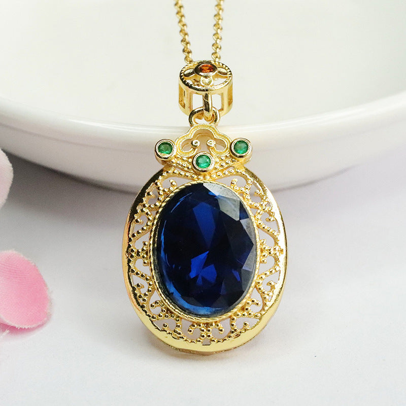 Lab-Grown Blue Spinel Cloud Pendant — No Chain