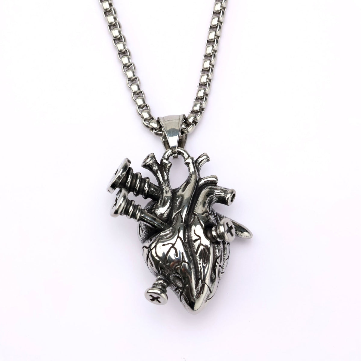 Punk Heart Stainless Steel Men's Pendant Necklace